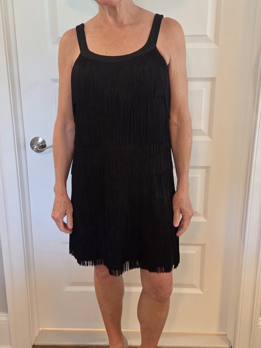 WHBMBlack Fringe Tiered Sleeveless Dress - Women's StylishCocktail Dress
